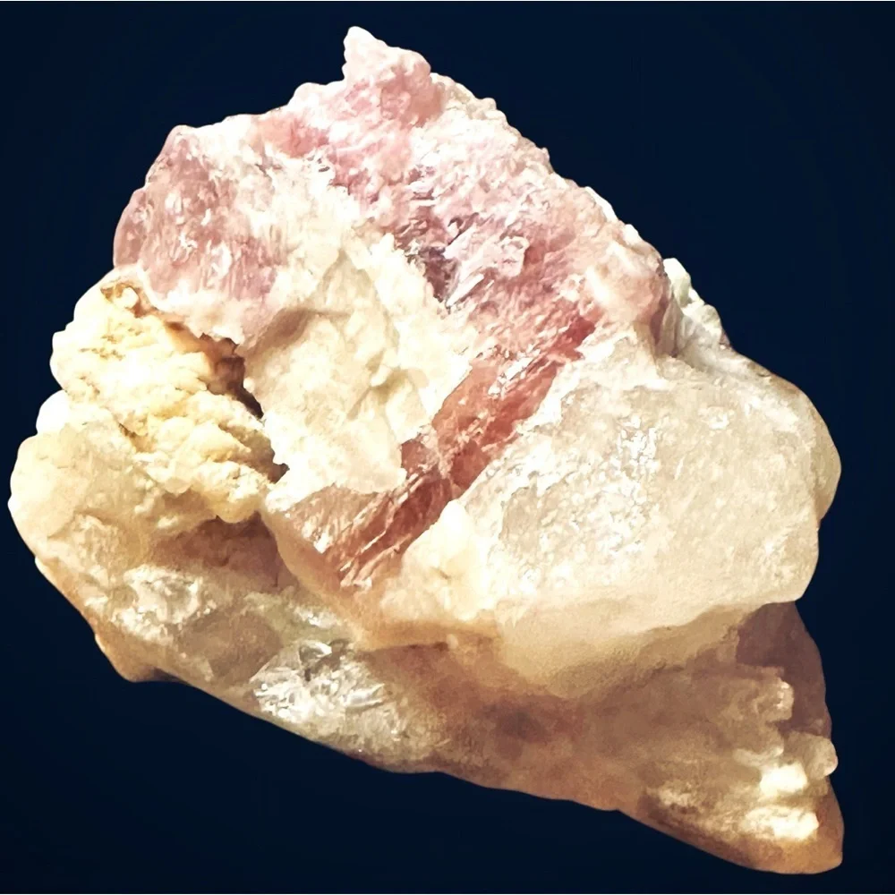Pink Tourmaline Gem Lepidolite in Milky Quartz Feldspar Natural Crystal Matrix